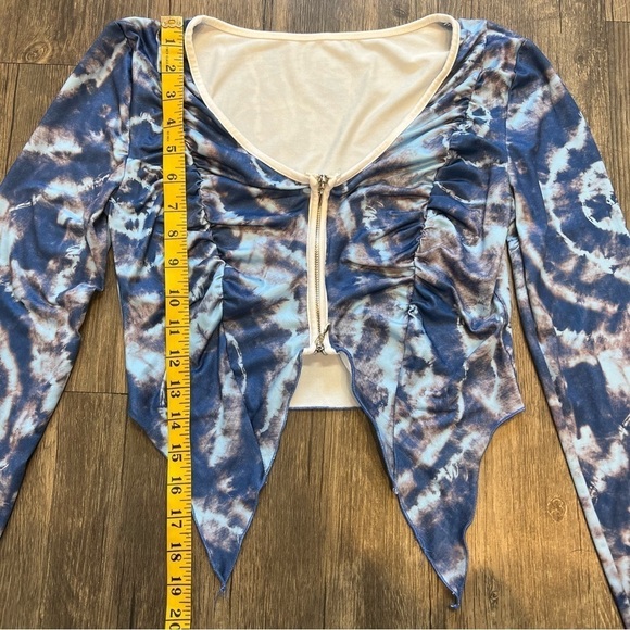 Women's Navy Blue Crop-top Front Zipper Size S - Picture 10 of 10